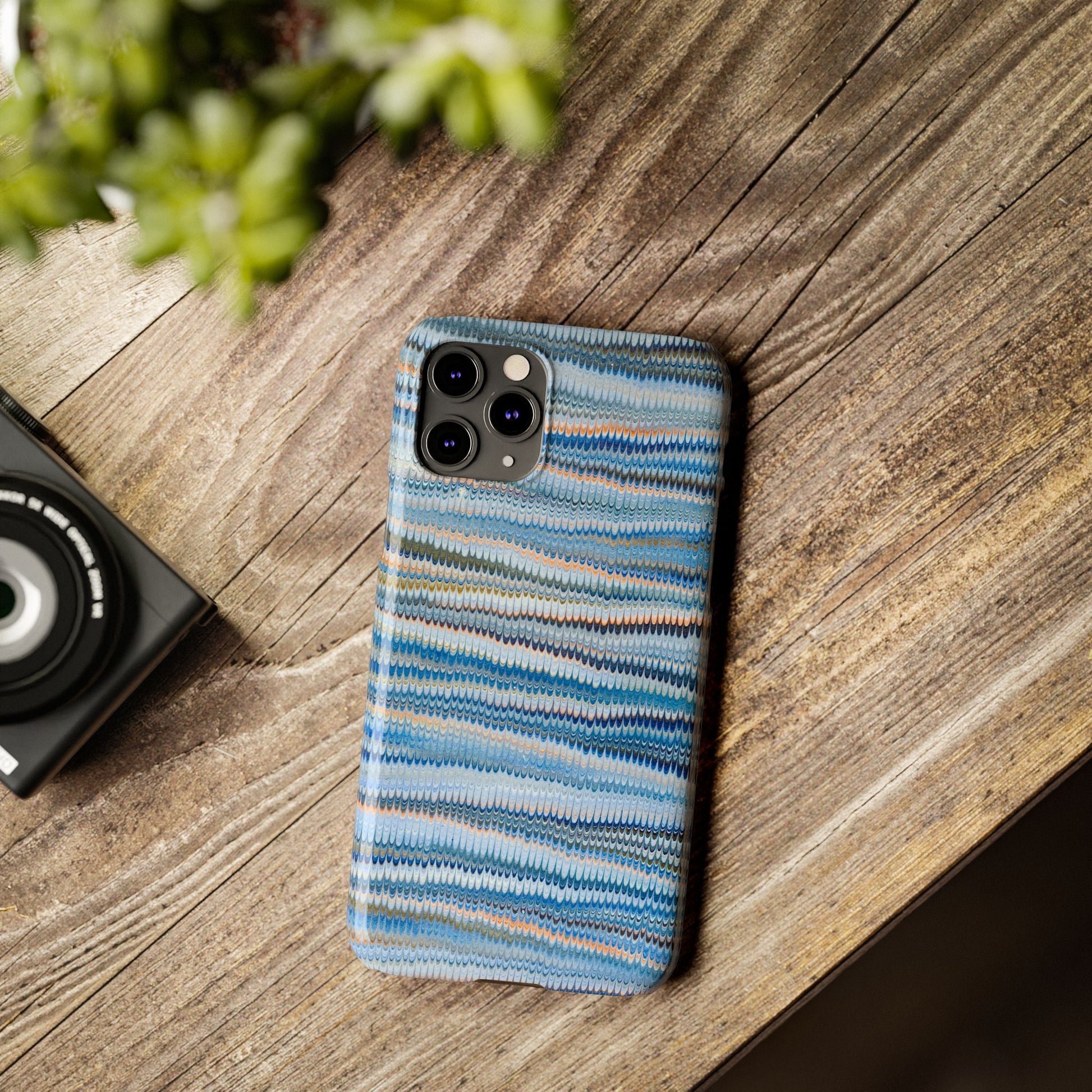 Blue Italian Hand-Painted and Vintage Marbled Inspired Paper Design, Italy Feather Phone Case, iPhone15 Case and all iPhone Case Sizes