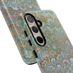 Blue and Green Feather Marbled Phone Case — Dual Layer - Tough Protective Phone Cover