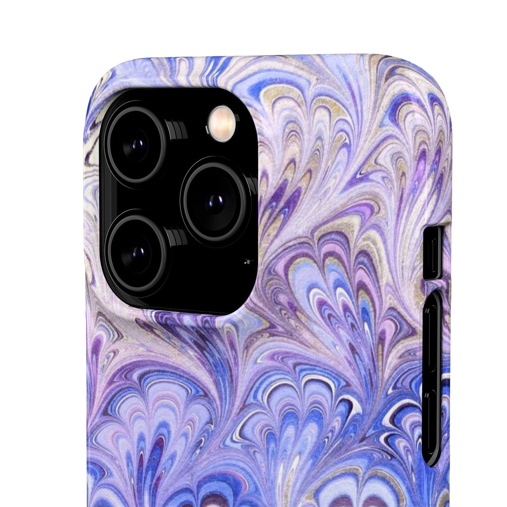 Marbled Feather Lavender + Purple Swirl - Single Layer Slim Phone Case