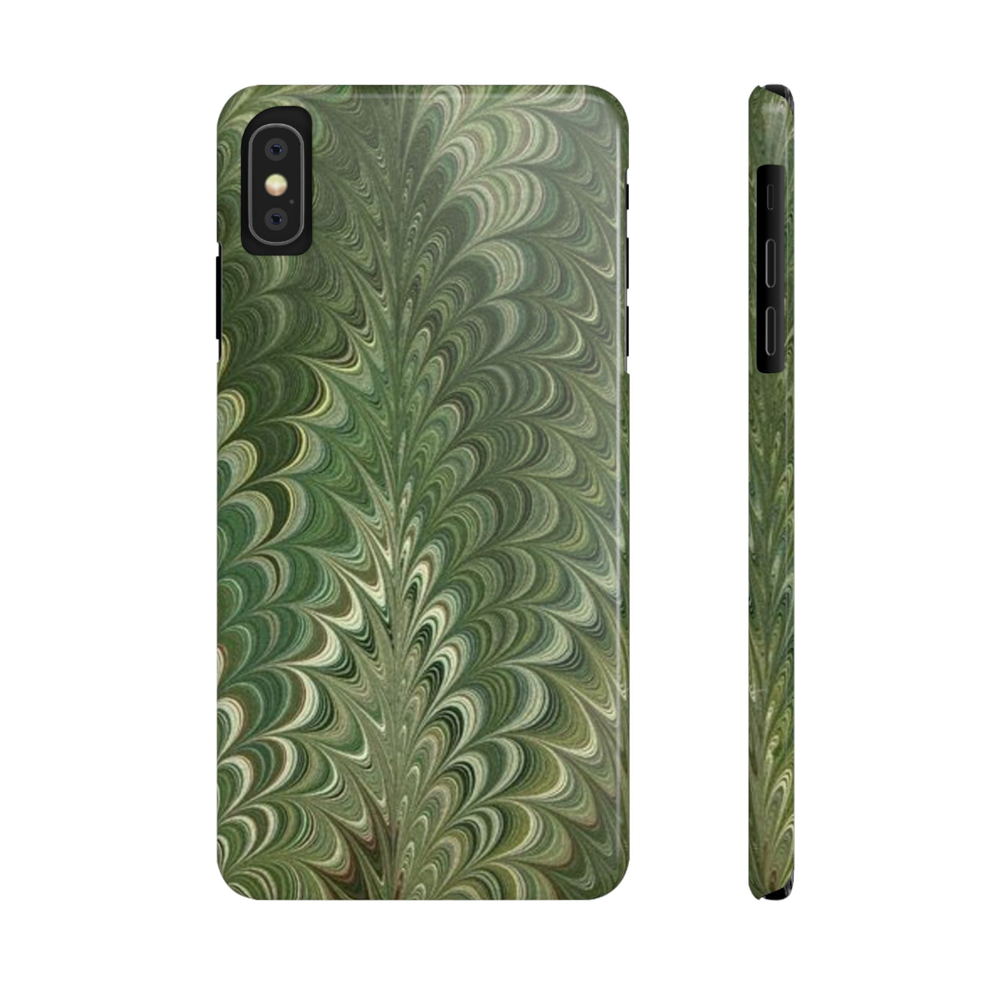 Deep Green Hues of Italian Hand-Painted, Vintage Marbled Paper from Italy Designed Phone Case, iPhone16 Case and all iPhone Cases