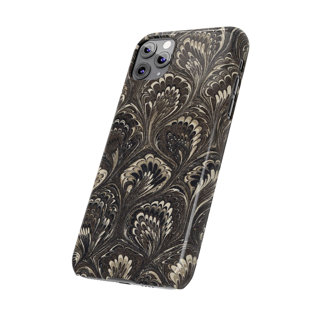 Black Italian Marble Design Slim iPhone 17 + all models Phone Cases