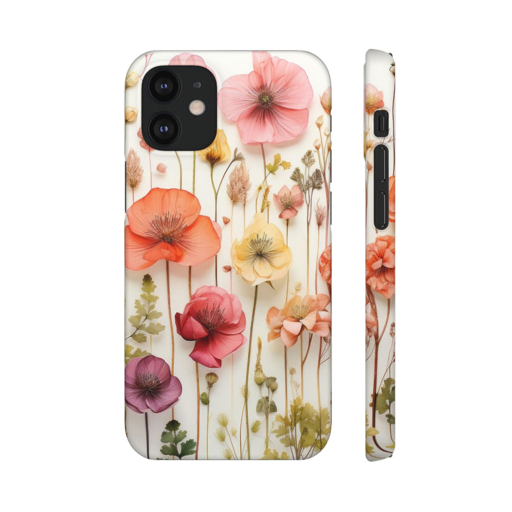Pink Floral Pressed Flowers - Slim Case