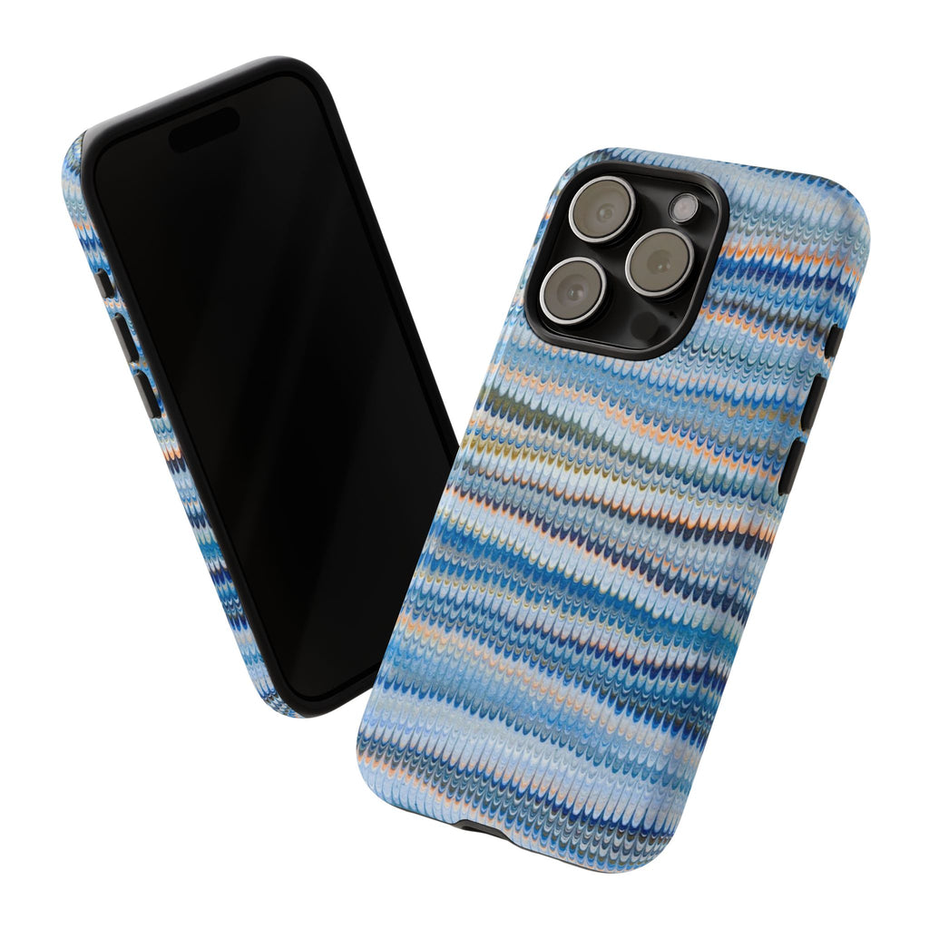 Blue Marbled Phone Cases iPhone 16 + Samsung + Apple + Google - all models, Vintage Marbled Design - Tough Cases