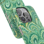 Marbled Feather Green Swirl - Single Layer Slim Phone Case