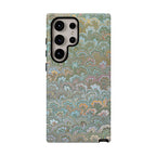 Blue and Green Feather Marbled Phone Case — Dual Layer - Tough Protective Phone Cover