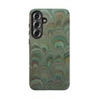 Marbled Peacock Durable Phone Case - Olive Green and Brown - Matte or Glossy