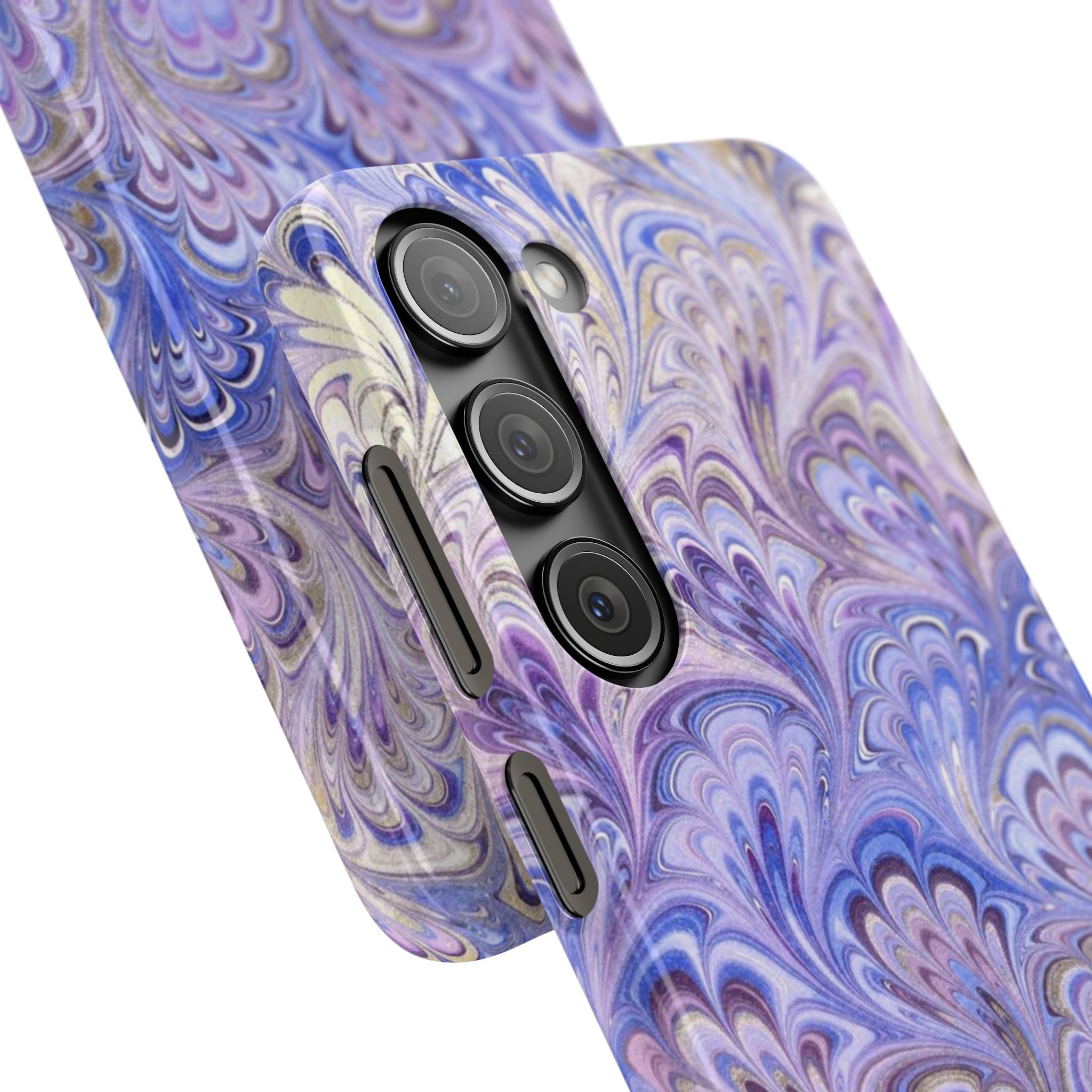 Marbled Feather Lavender + Purple Swirl - Single Layer Slim Phone Case