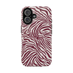Zebra Print Burgundy + White - Dual Layer Phone Case