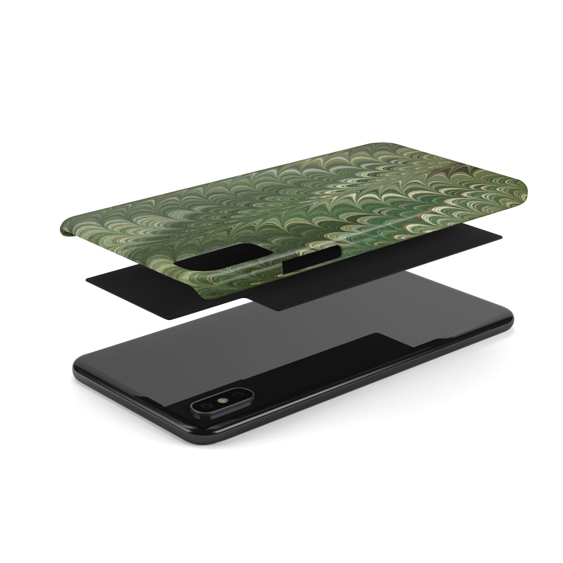 Deep Green Hues of Italian Hand-Painted, Vintage Marbled Paper from Italy Designed Phone Case, iPhone16 Case and all iPhone Cases