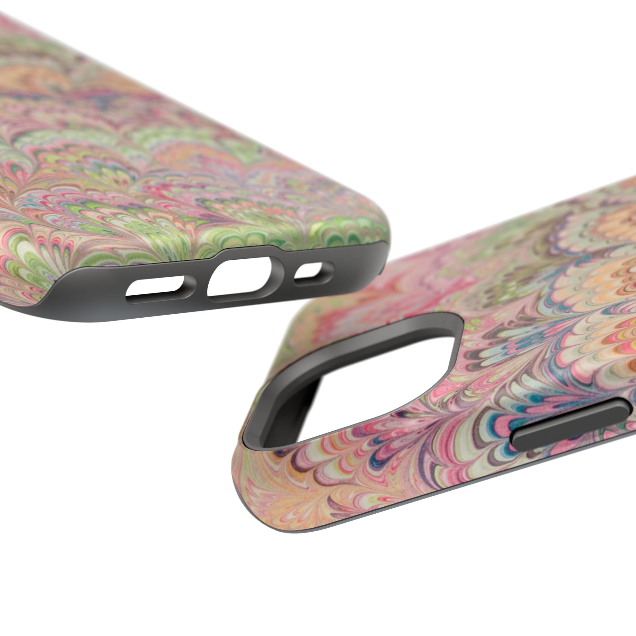 Marbled Pastel Pink and Green Impact-Resistant Phone Case for Apple + Samsung