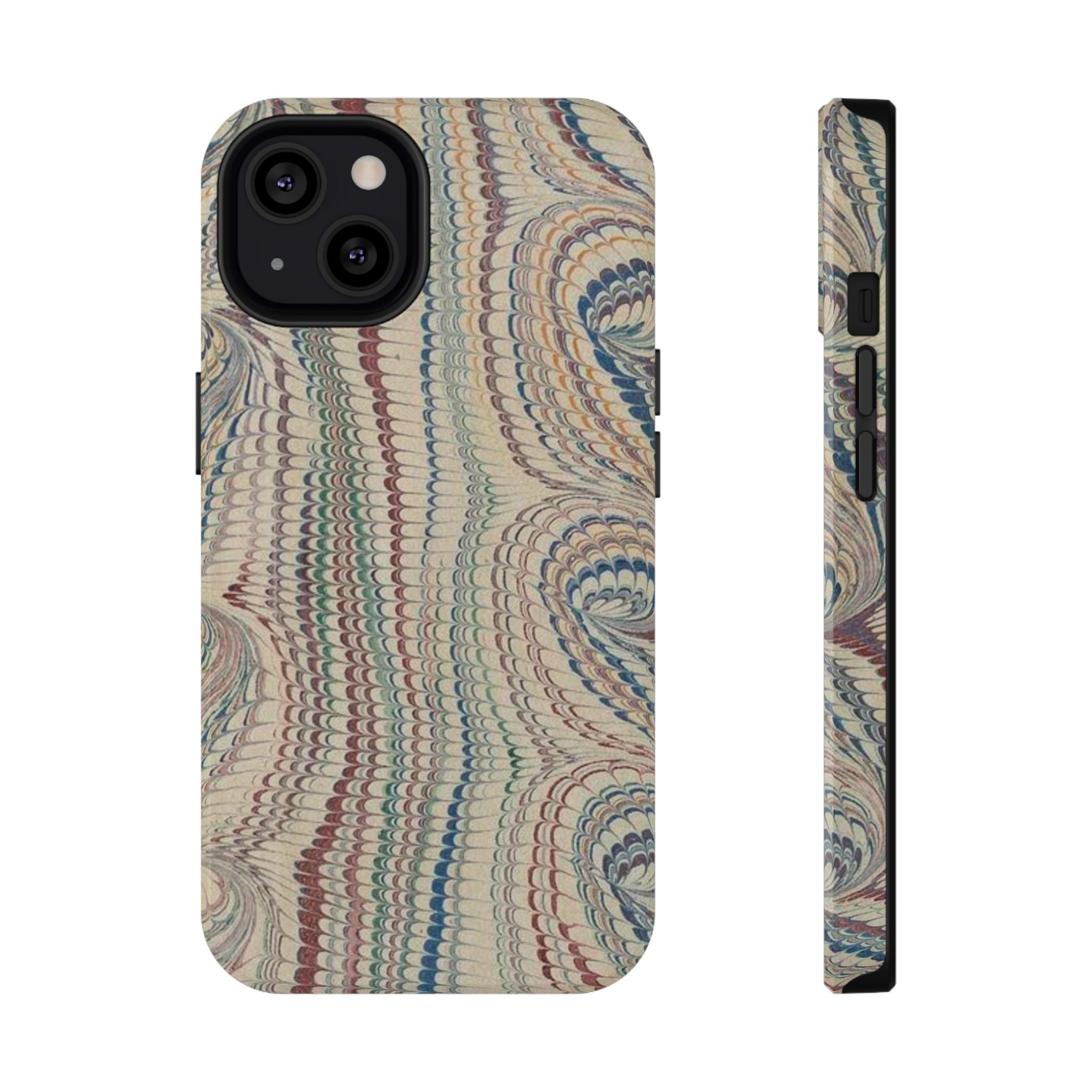 Italian Beige & Blue Marble Phone Case — Impact-Resistant Durable Case for Apple & Samsung