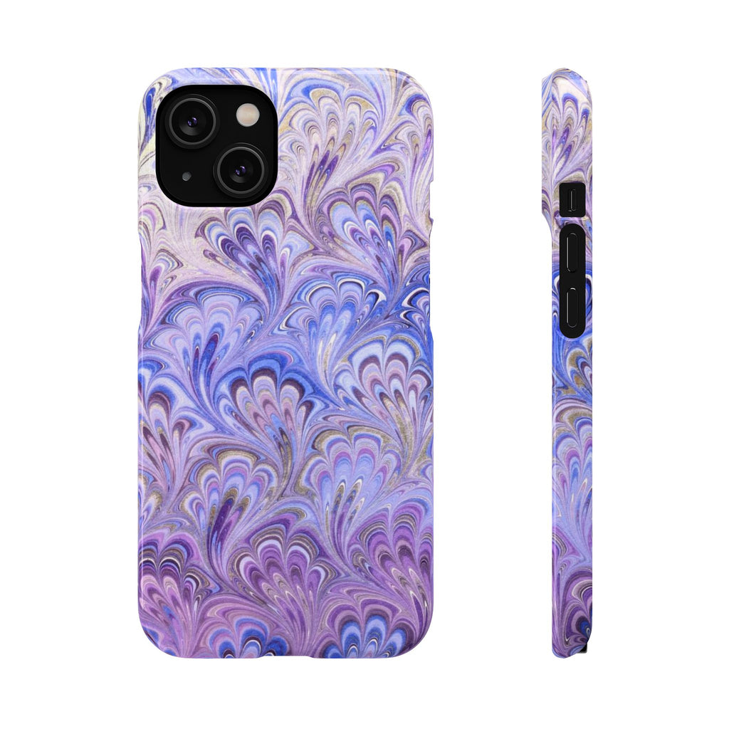 Marbled Feather Lavender + Purple Swirl - Single Layer Slim Phone Case