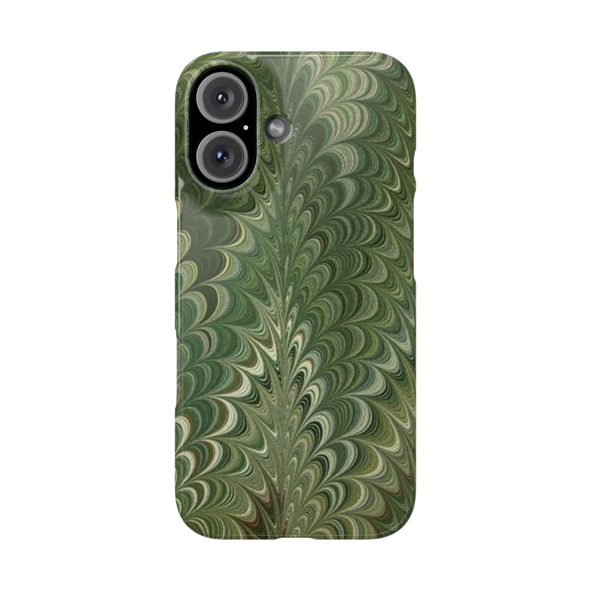 Deep Green Hues of Italian Hand-Painted, Vintage Marbled Paper from Italy Designed Phone Case, iPhone16 Case and all iPhone Cases