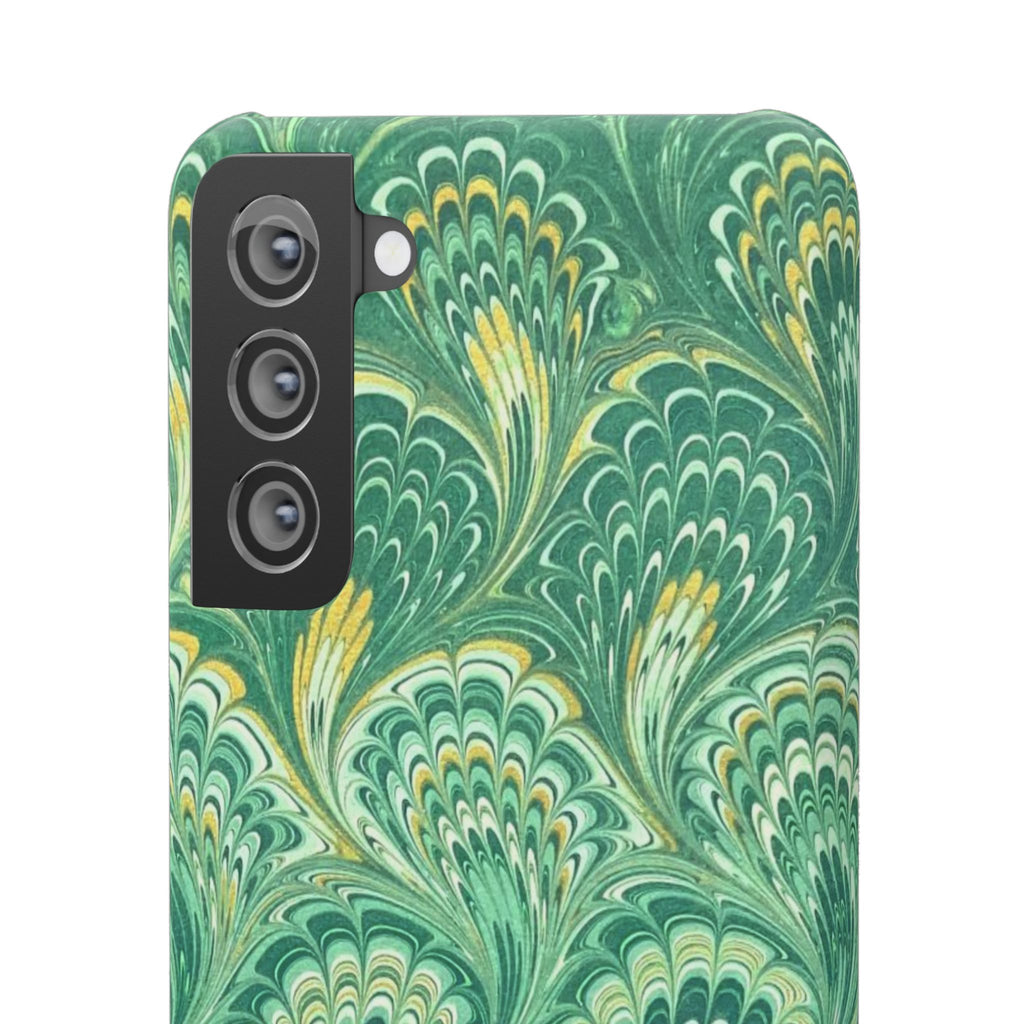 Marbled Feather Green Swirl - Single Layer Slim Phone Case
