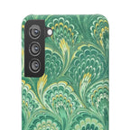 Marbled Feather Green Swirl - Single Layer Slim Phone Case