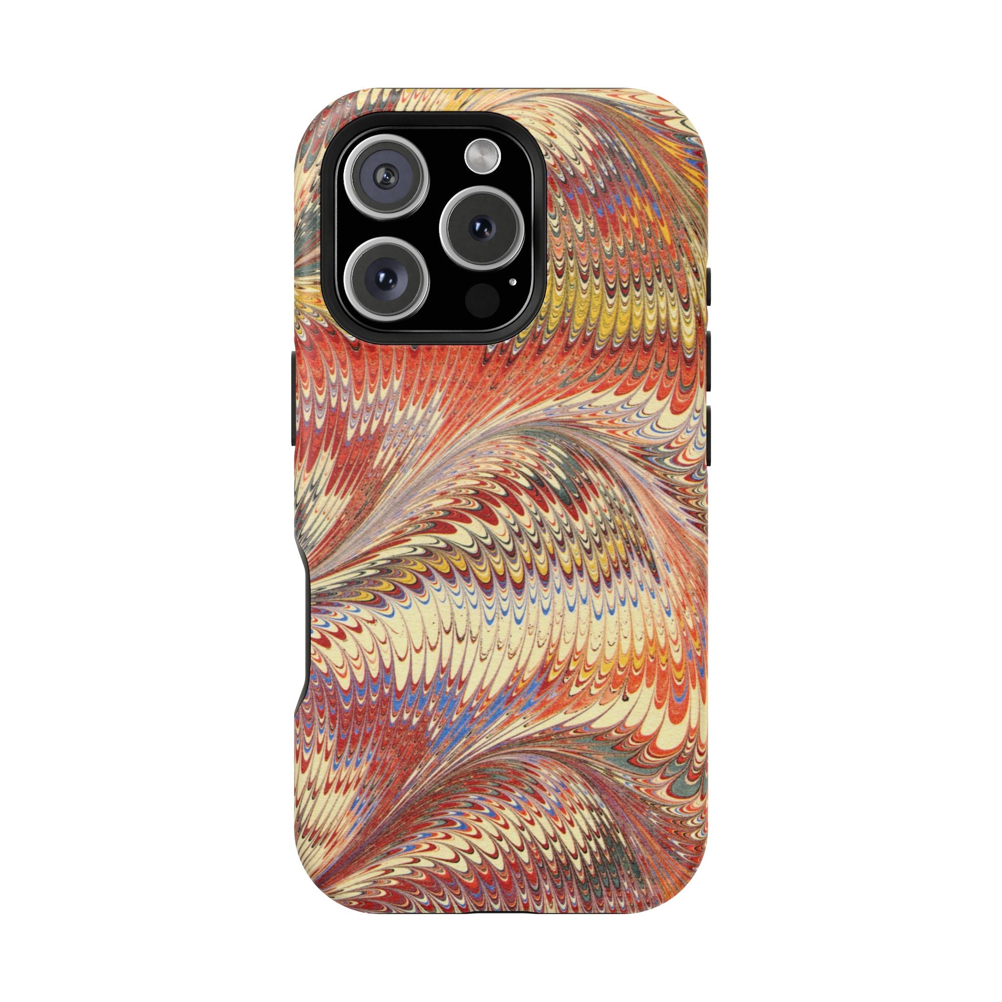 Rust + Gold Italian Marbled Design Magnetic MAG SAFE - Dual Layer Case - Glossy or Matte