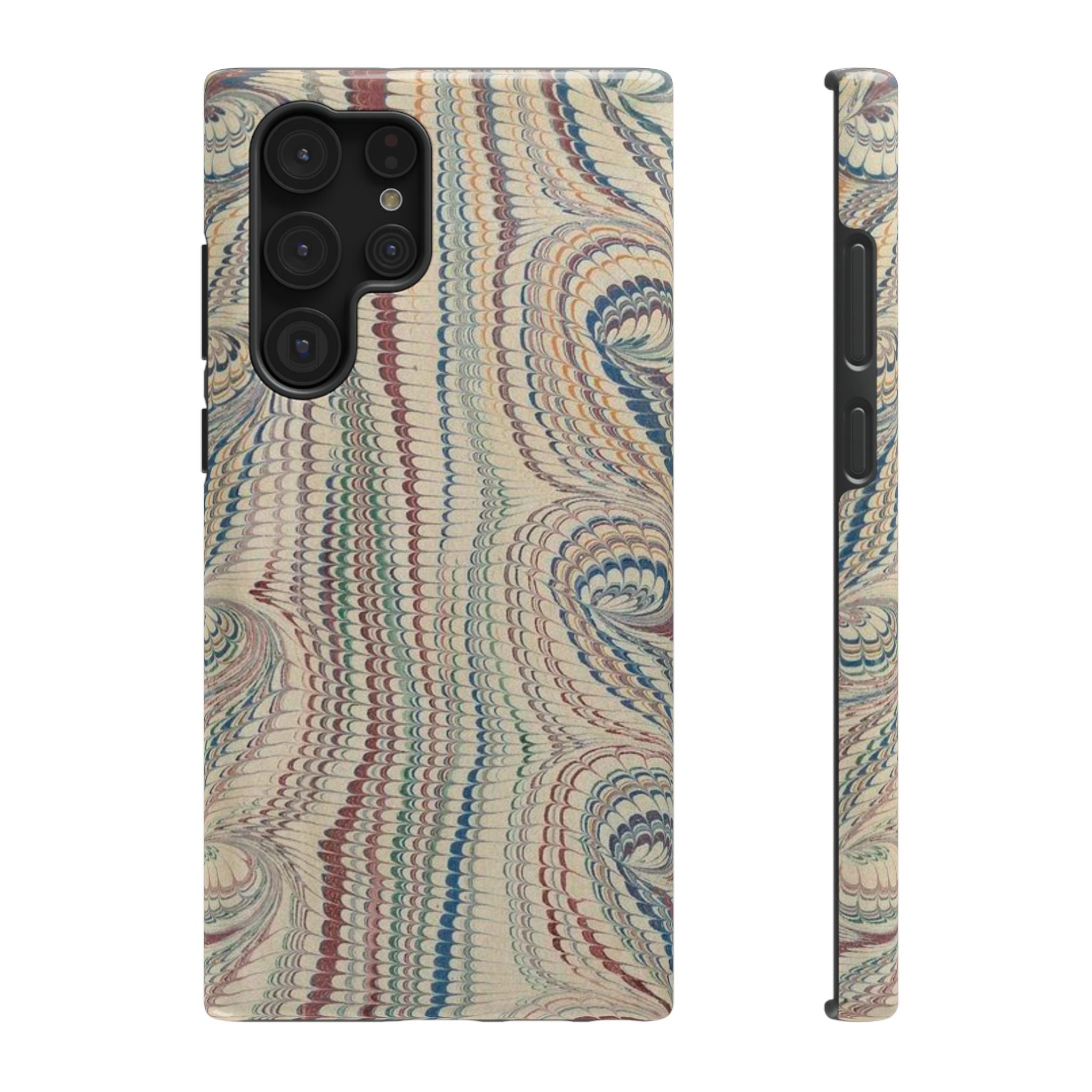 Italian Beige & Blue Marble Phone Case — Impact-Resistant Durable Case for Apple & Samsung