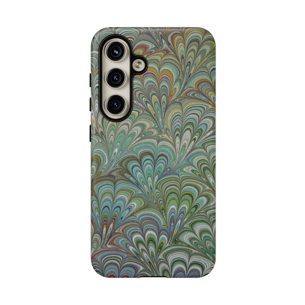 Green Marbled Peacock Durable Phone Case - Matte or Glossy