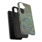 Green Marbled Peacock Durable Phone Case - Matte or Glossy
