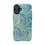 Aqua + Green Marble Phone Case - Impact-Resistant Durable - Dual Cover Design