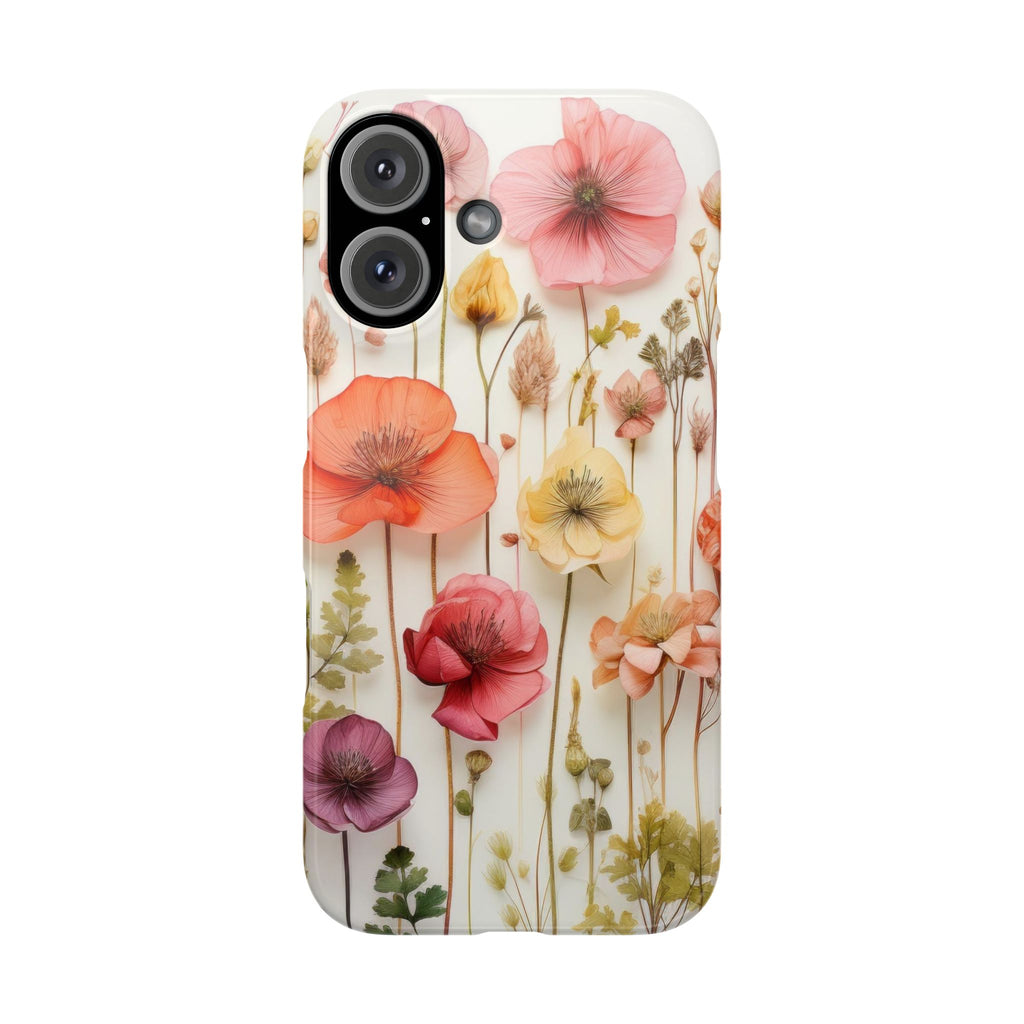 Pink Floral Pressed Flowers - Slim Case