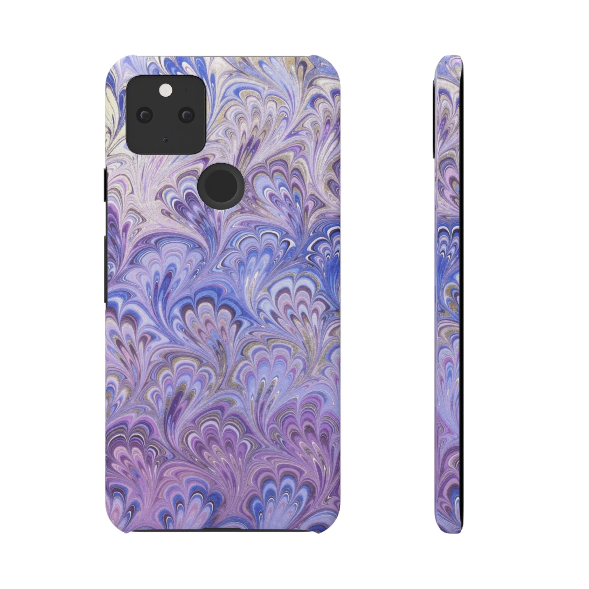 Marbled Feather Lavender + Purple Swirl - Single Layer Slim Phone Case
