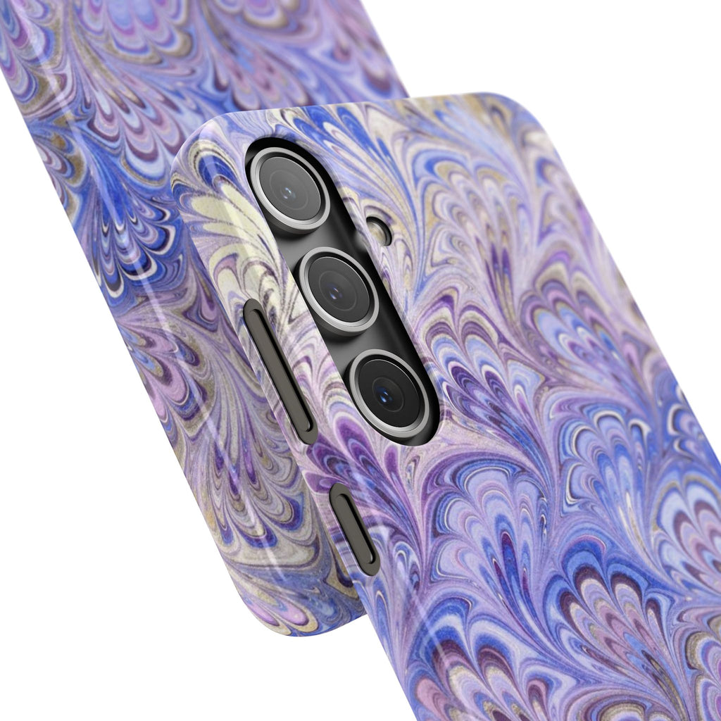 Marbled Feather Lavender + Purple Swirl - Single Layer Slim Phone Case