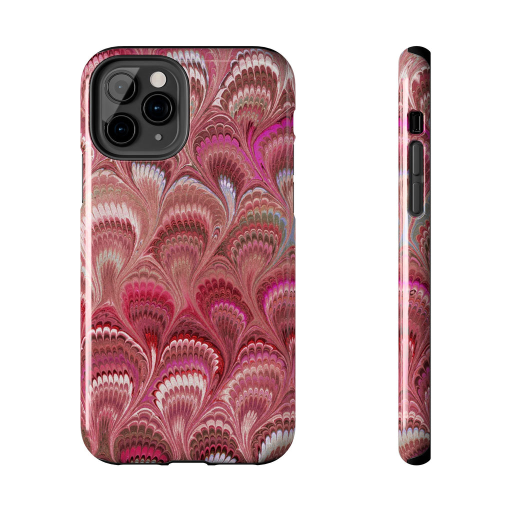 Pink Peacock Marble Italian Tough Phone Case — Durable Marbled Phone Case