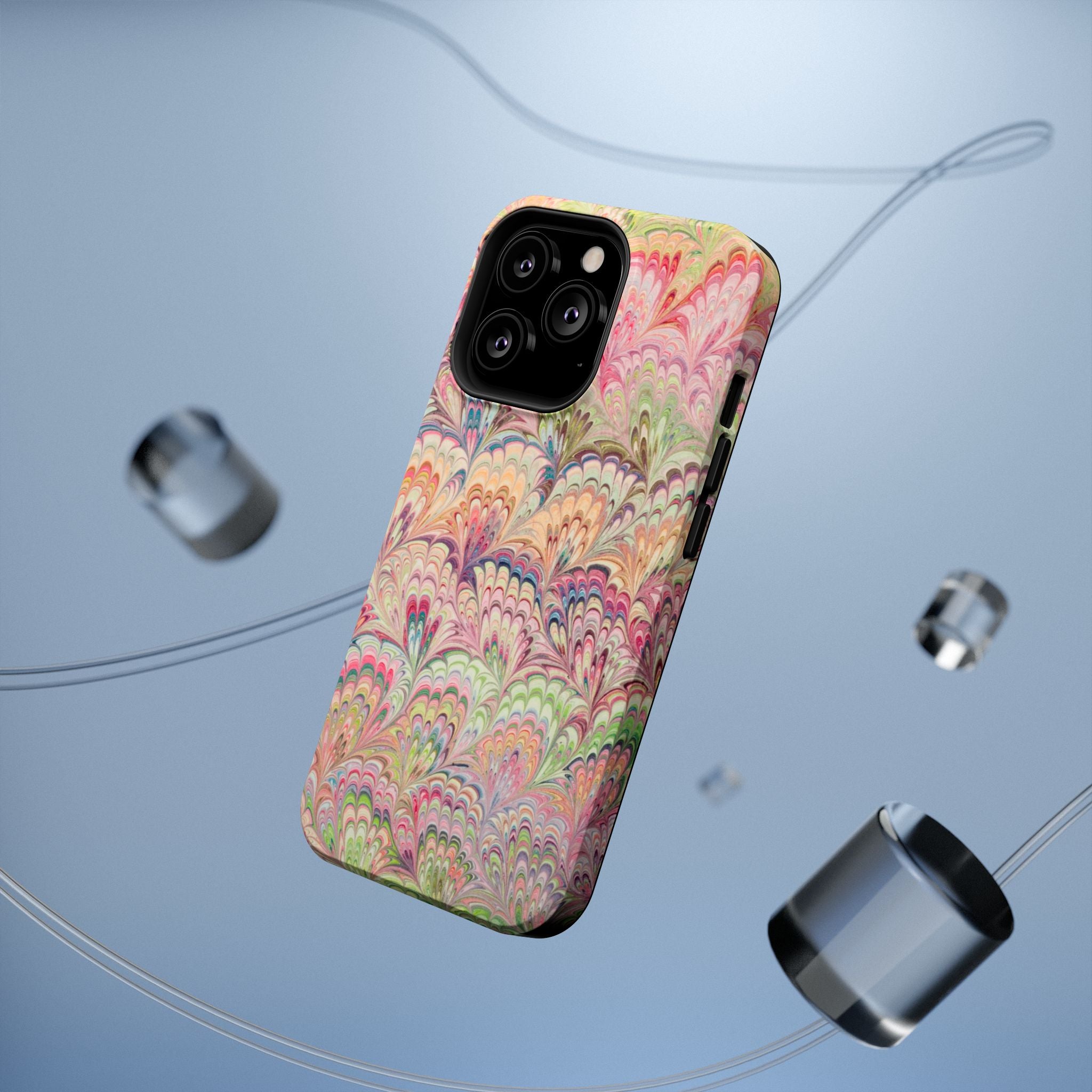 Marbled Pastel Pink and Green Impact-Resistant Phone Case for Apple + Samsung