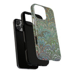 Green Marbled Peacock Durable Phone Case - Dual Layer - Matte or Glossy