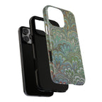 Green Marbled Peacock Durable Phone Case - Matte or Glossy