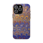 Lavender and Orange Marbled Peacock Durable - Dual Layer Phone Case