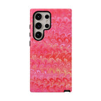 Pink and Gold Marbled Peacock Durable Phone Case - Olive Green and Brown - Matte or Glossy