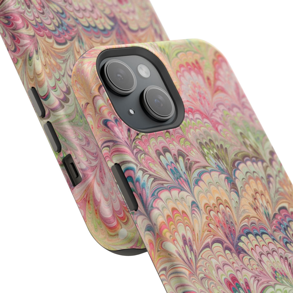 Marbled Pastel Pink and Green Impact-Resistant Phone Case for Apple + Samsung