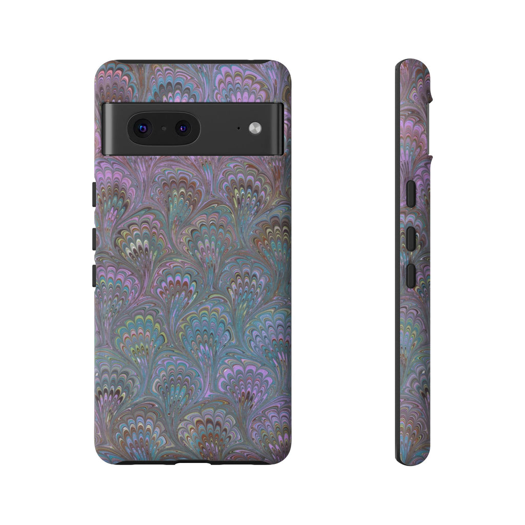 Lavender Marbled Peacock Durable Phone Case - Matte or Glossy