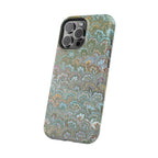 Green, Blue, + White Marbled Peacock - Dual Layer MAG SAFE Phone Case