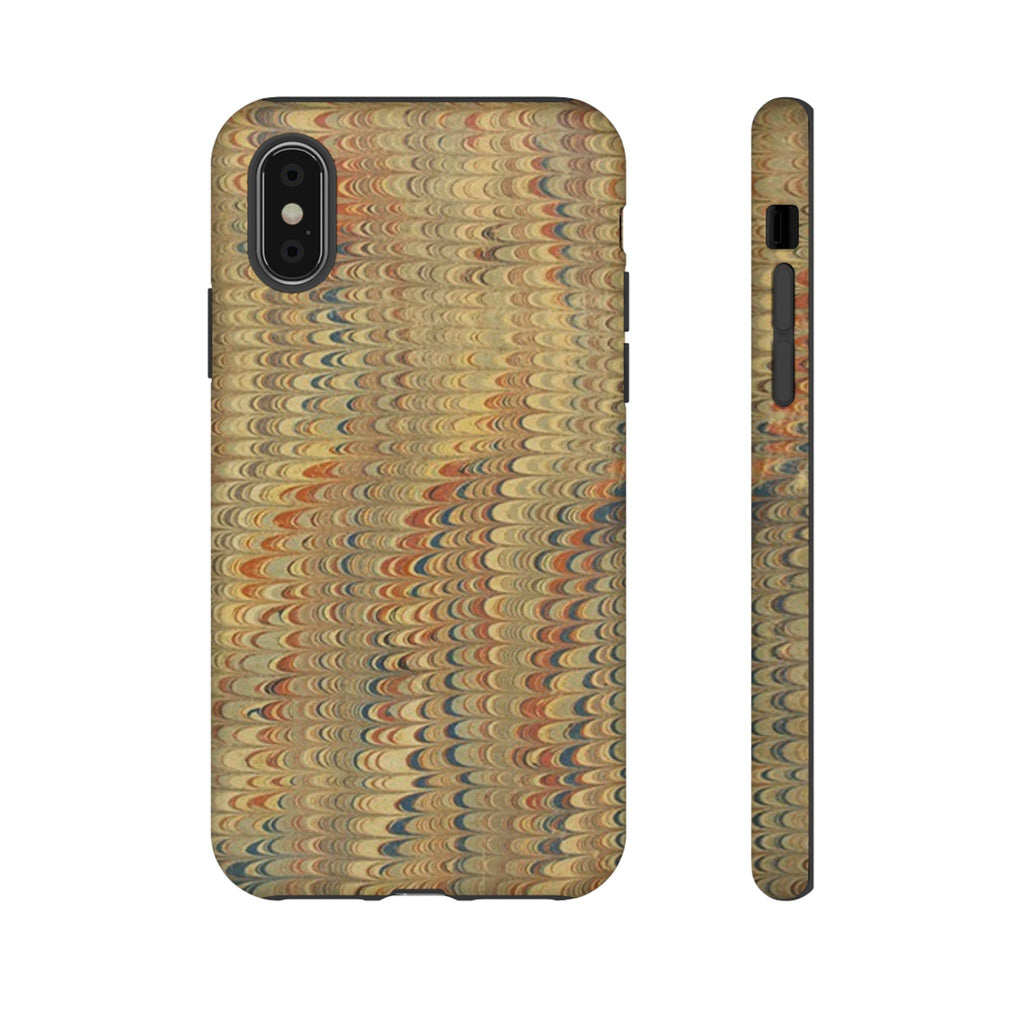 Beige and Blue Marbled Durable Phone Case - Dual Layer - Matte or Glossy