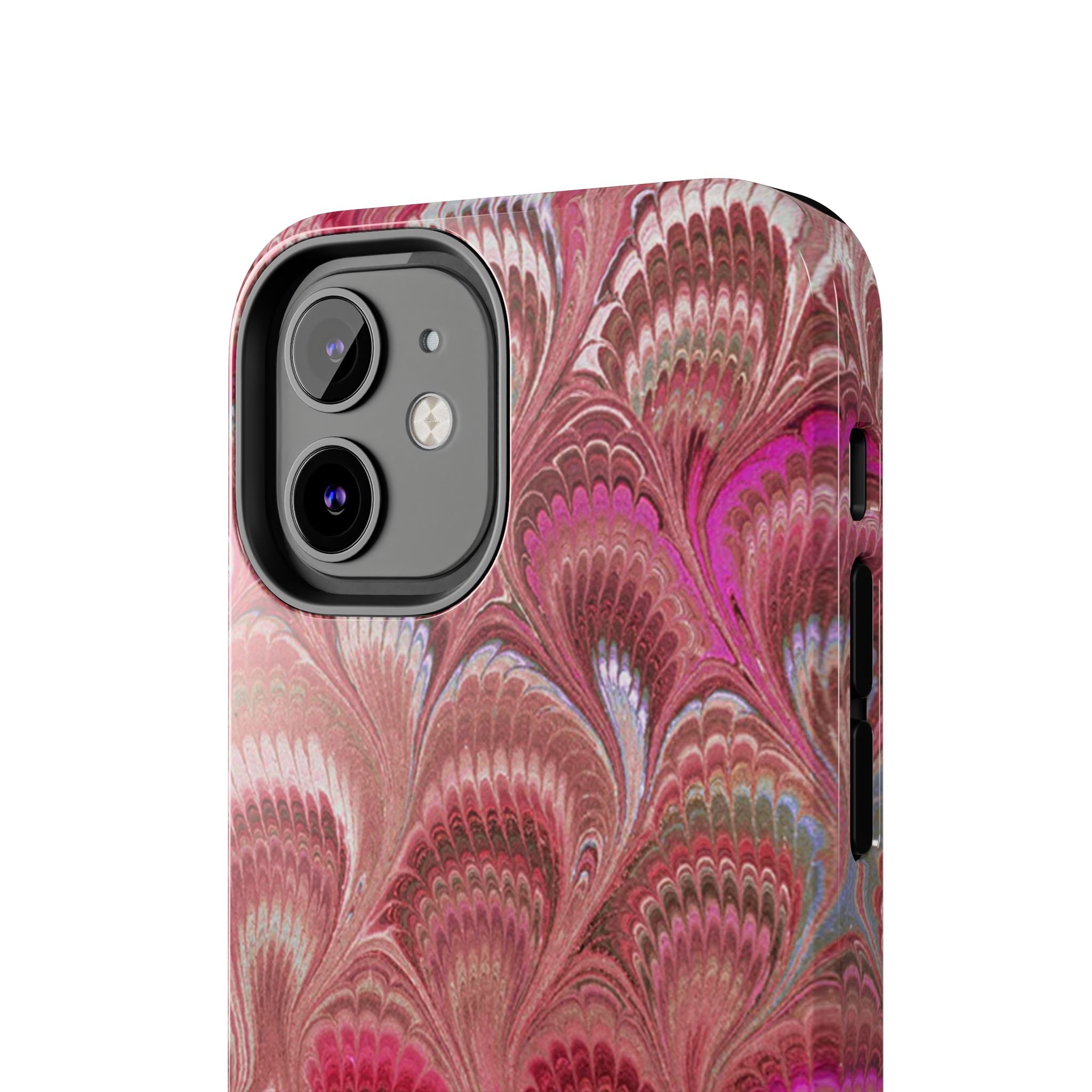 Pink Peacock Marble Italian Tough Phone Case — Durable Marbled Phone Case