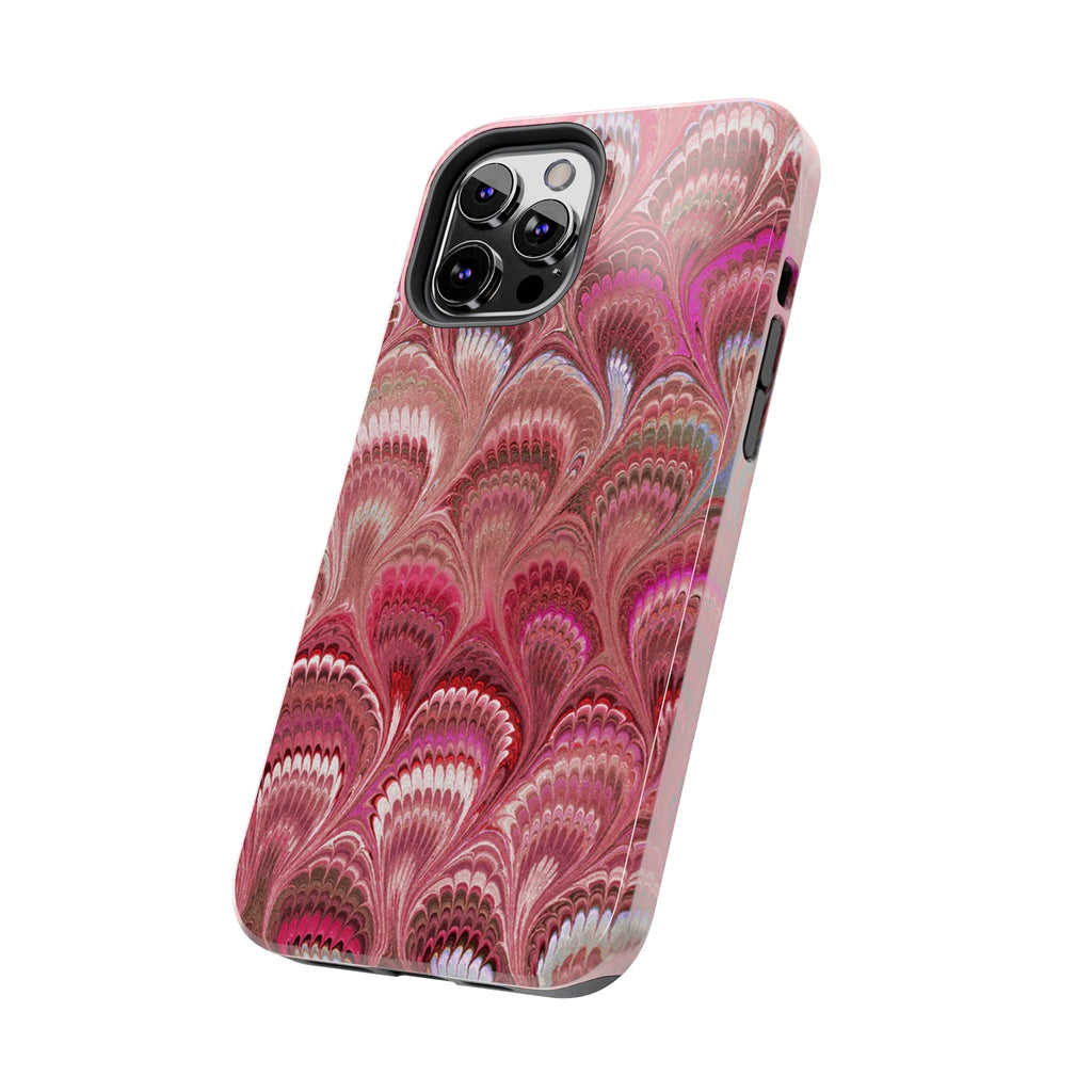 Pink Peacock Marble Italian Tough Phone Case — Durable Marbled Phone Case