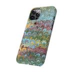 Phone Case with Design from Italy - Marbled "Peacock" Design, Green, Blue, Multi-Color Slim Phone Cases