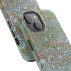 Green, Blue, + White Marbled Peacock - Dual Layer MAG SAFE Phone Case
