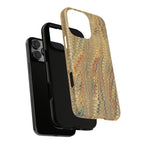 Beige and Blue Marbled Durable Phone Case - Dual Layer - Matte or Glossy