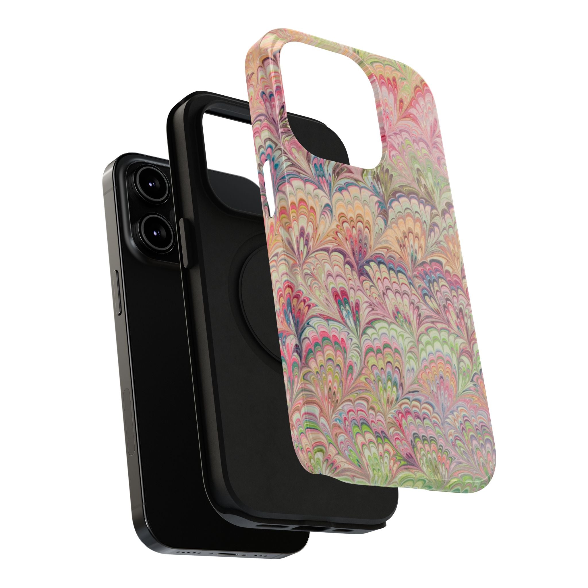 Marbled Pastel Pink and Green Impact-Resistant Phone Case for Apple + Samsung