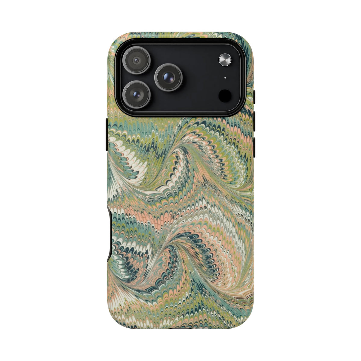 Florentine Marble iPhone Case | Inspired by Florence | Italian Marbled Paper Technique | Artisanal Green Swirl | Dual-Layer Protective Case | Matte or Glossy
