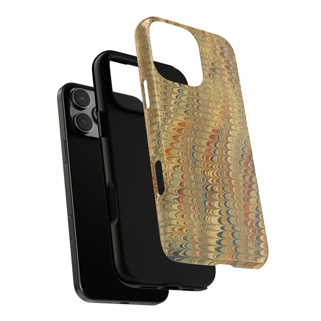 Beige and Blue Marbled Durable Phone Case - Dual Layer - Matte or Glossy