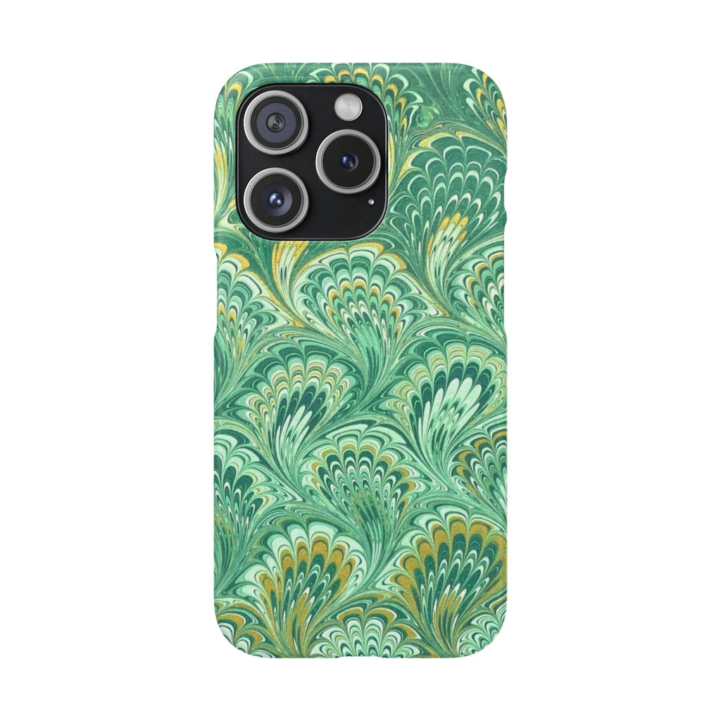 Marbled Feather Green Swirl - Single Layer Slim Phone Case