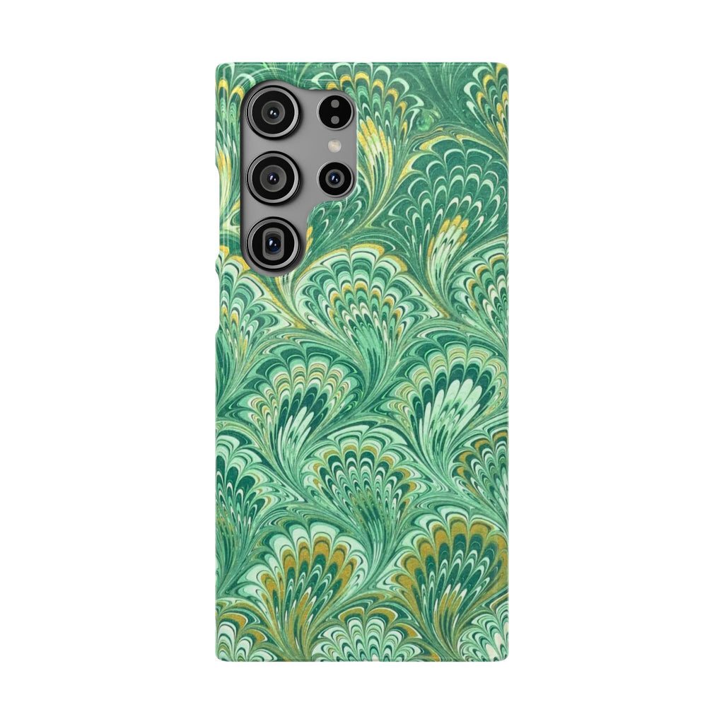 Marbled Feather Green Swirl - Single Layer Slim Phone Case