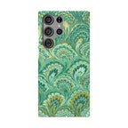 Marbled Feather Green Swirl - Single Layer Slim Phone Case