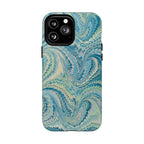 Aqua + Green Marble Phone Case - Impact-Resistant Durable - Dual Cover Design
