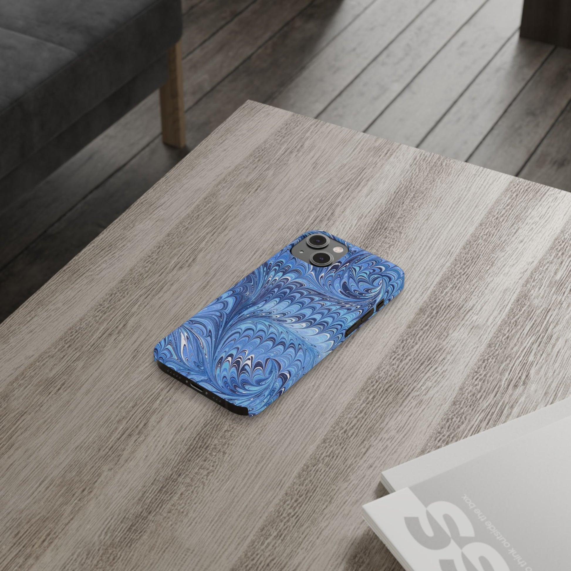 Blue Italian Marbled Design, Green and Blue Pallet, Slim Phone Case